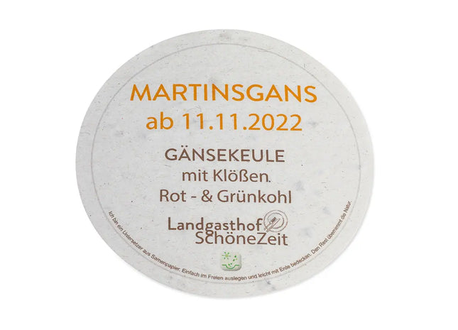 Runder Bierdeckel aus Samenpapier - Bedruckt & Pflanzbar TK Gruppe® Grosshandel 