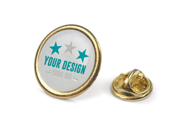 Runder Metall Pin 20mm in Gold Satin - Schicker Schmuck für jedes Outfit TK Gruppe® Grosshandel 