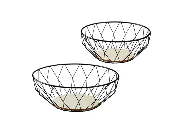 Runder Schwarzmetall Deko-Korb Duo - 2er Set Zierbehälter TK Gruppe® Grosshandel 