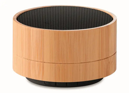 Runder Wireless Lautsprecher SOUND BAMBOO - Schwarz - Stilvoll & Nachhaltig TK Gruppe® Grosshandel 