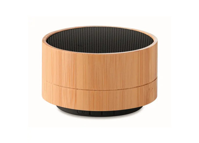 Runder Wireless Lautsprecher SOUND BAMBOO - Schwarz - Stilvoll & Nachhaltig TK Gruppe® Grosshandel