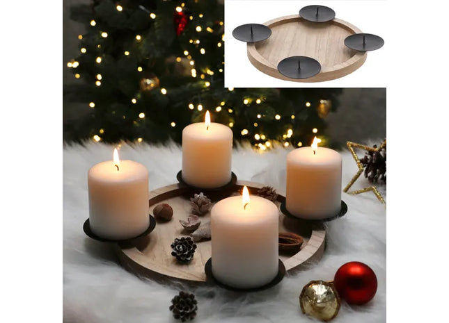Rundes Adventsleuchter-Tablett, klein, Durchmesser 28cm - Weihnachtsdeko TK Gruppe® Grosshandel 