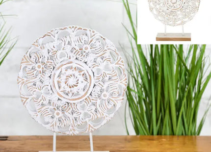 Rundes Deko-Objekt in Weiß-Gold, Elegantes Design, ca. 29cm Hoch TK Gruppe® Grosshandel 