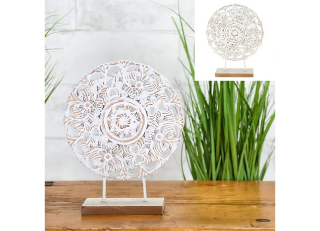 Rundes Deko-Objekt in Weiß-Gold, Elegantes Design, ca. 29cm Hoch TK Gruppe® Grosshandel 