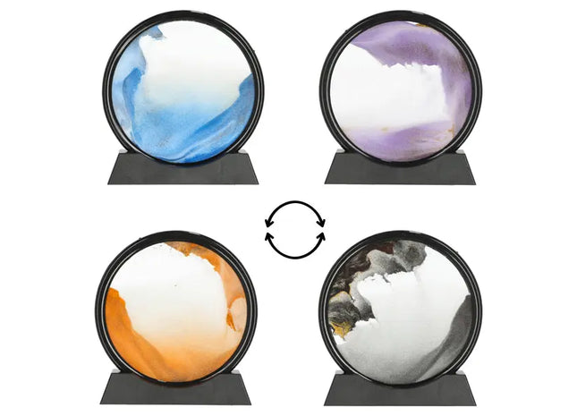 Rundes Sandkunstbild zum Drehen, 25,5 cm Durchmesser, 4er-Set - Zauberhafte Wanddeko TK Gruppe® Grosshandel 