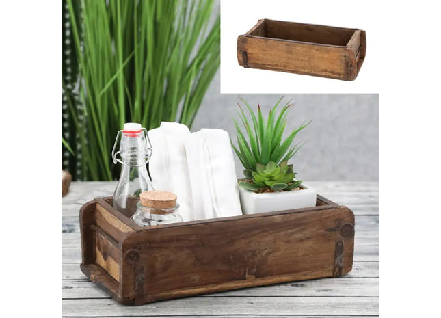 Rustikale Holzkiste in Ziegelform aus Altholz, Länge 30cm - Stilvolle Aufbewahrung TK Gruppe® Grosshandel 