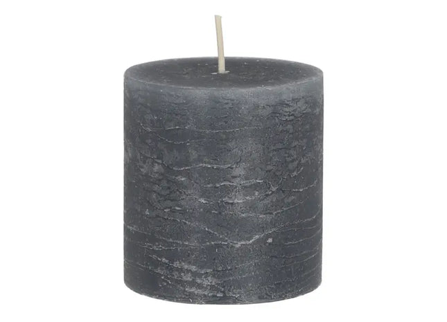 Rustikale Stumpenkerze in Grau, klein, Maße 7x8 cm – Gemütliche Atmosphäre TK Gruppe® Grosshandel 