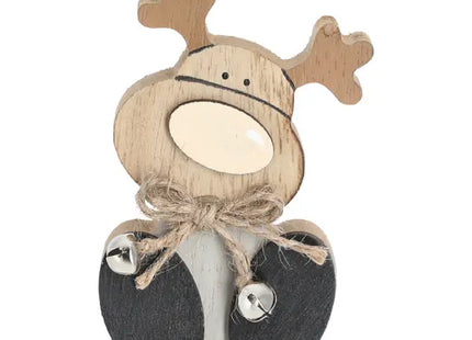 Rustikales Sitzendes Holzrentier, Handgefertigte Weihnachtsdeko, 16 cm Hoch TK Gruppe® Grosshandel 