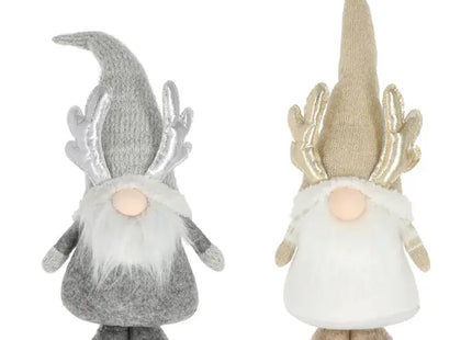 Rustikales Waldwichtel-Duo mit Geweih - 2er Set, 50cm hoch, handgefertigte nordische Gartendeko TK Gruppe® Grosshandel 