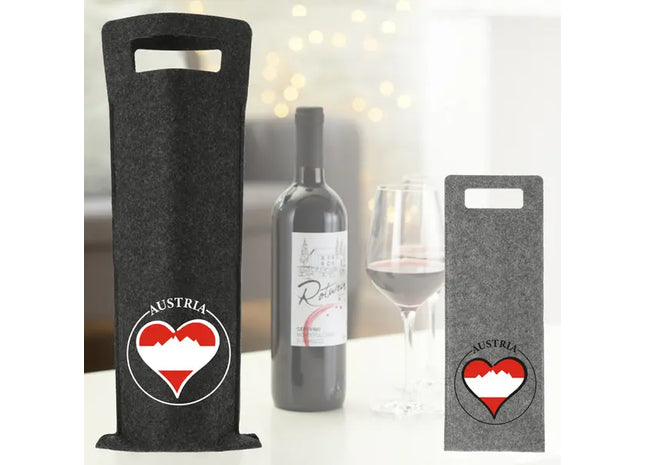 Elegante Filz-Flaschentasche aus Österreich - Für 1 Weinflasche - Robust, Stilvoll - Modell 2/S TK Gruppe® Grosshandel 