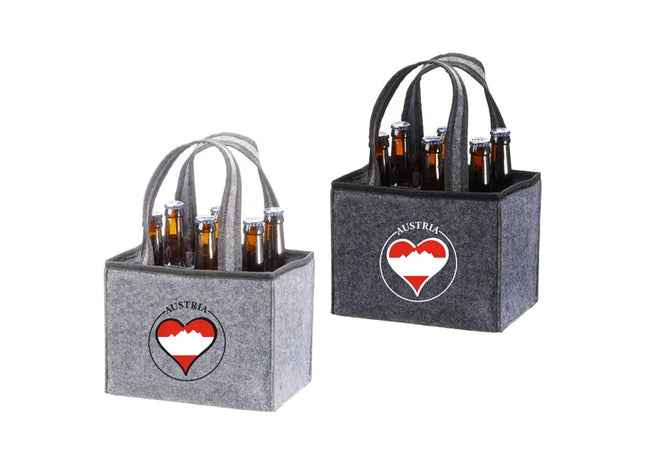 Hochwertiger Filz-Flaschenträger aus Österreich - Für 6 Bierflaschen - Robust, Stilvoll - Modell 2/S TK Gruppe® Grosshandel 
