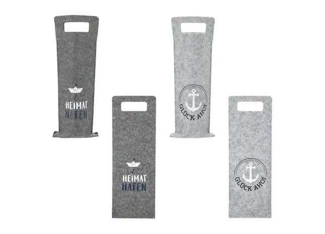 Elegante Filz-Flaschentasche - AHOI 2/S | Stilvoller Weinflaschenhalter, Geschenktasche TK Gruppe® Grosshandel 