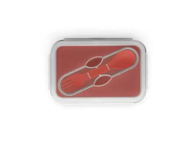 SAFFRON Lunchbox - Faltbare hermetische Frischhaltebox aus Silikon und PP, 640 ml - Rot TK Gruppe® Grosshandel 