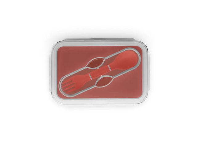 SAFFRON Lunchbox Faltbarer luftdichter Frischhaltebehälter aus Silikon und PP 640ml - rot TK Gruppe® Grosshandel 
