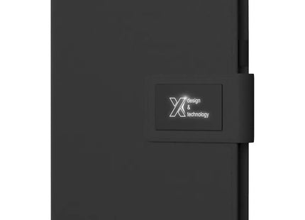 SCX.design O16 A5 Notizbuch mit integrierter Powerbank und leuchtendem Logo - Schwarz, elegantes Design TK Gruppe® Grosshandel 