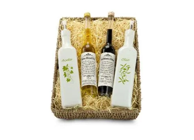 SEO-Exquisites Geschenkset: Essig- & Ölspender im dekorativen Korb TK Gruppe® Grosshandel 