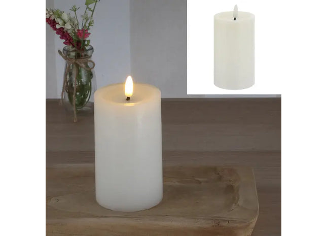 SHINE LED Echtwachskerze in Weiß - Dekorative Kerze, 7,5x12,5 cm TK Gruppe® Grosshandel 