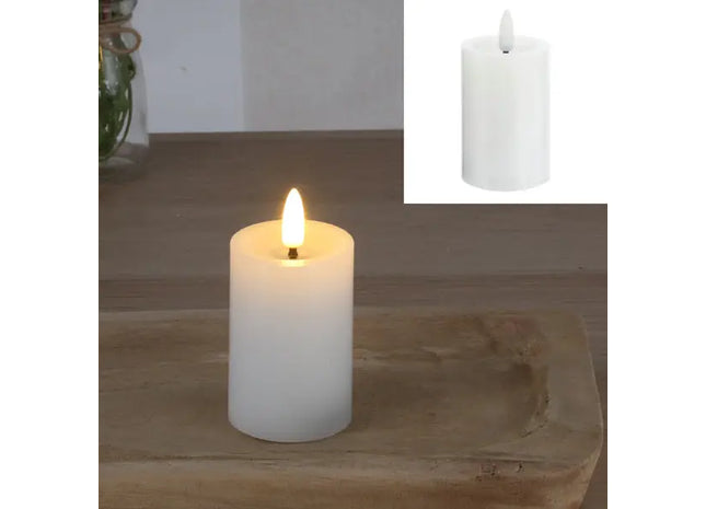 SHINE LED Echtwachskerze, Weiß - Kompakt & Stilvoll, 5x10 cm TK Gruppe® Grosshandel 