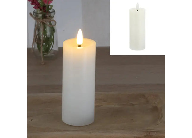 SHINE LED Echtwachskerze, Weiß - Schlichtes Design, 5x12,5 cm TK Gruppe® Grosshandel 