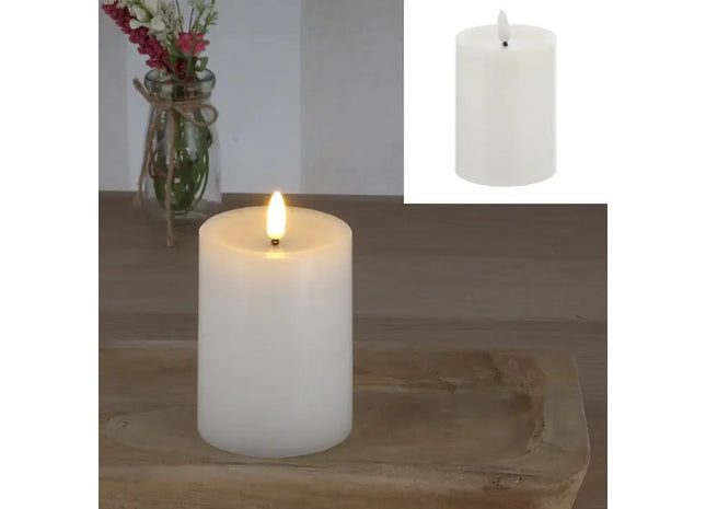 SHINE LED Kerze aus Echtwachs, Weiß - Deko Licht, 7,5x10 cm TK Gruppe® Grosshandel 