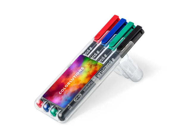 STAEDTLER Lumocolor Permanent F-Box, 4 Feinmarker Transparent TK Gruppe® Grosshandel 