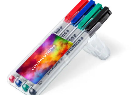 STAEDTLER Lumocolor S-Box, 4 Temporäre Feinmarker Transparent TK Gruppe® Grosshandel 