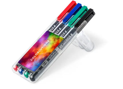 STAEDTLER Permanentmarker S, 4er Set in durchsichtiger Box TK Gruppe® Grosshandel 