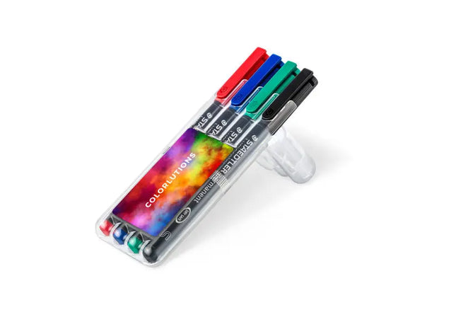 STAEDTLER Permanentmarker S, 4er Set in durchsichtiger Box TK Gruppe® Grosshandel 