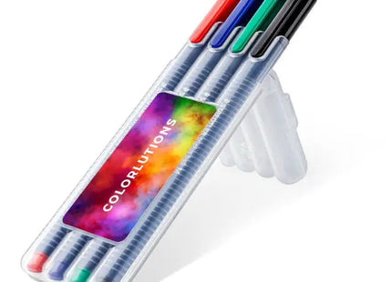 STAEDTLER triplus ball - Box mit 4 Stiften, transparent - Ergonomisches Design & Lebendige Farben TK Gruppe® Grosshandel 
