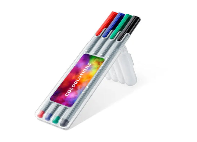 STAEDTLER triplus fineliner, Box mit 4 Stiften - Transparent, Präzision und Komfort TK Gruppe® Grosshandel 