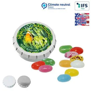 SUPER-MINI-Drück-mich-Dose mit 22g Jelly Beans – Personalisiert & farbenfroh TK Gruppe® Grosshandel 