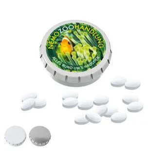 SUPER-MINI-Drück-mich-Dose mit Cool Ice, 20g – Bedruckt und innovativ TK Gruppe® Grosshandel 