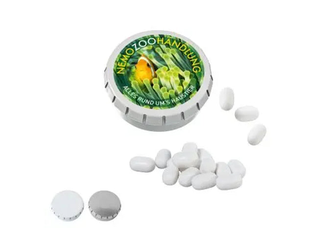 SUPER-MINI-Drück-mich-Dose mit Tic Tac, 22g – Kreativ bedruckt und praktisch TK Gruppe® Grosshandel 