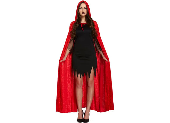 Samtroter Erwachsenen-Umhang mit Kapuze – Kostüm-Umhang für Karneval und Halloween TK Gruppe® Grosshandel 