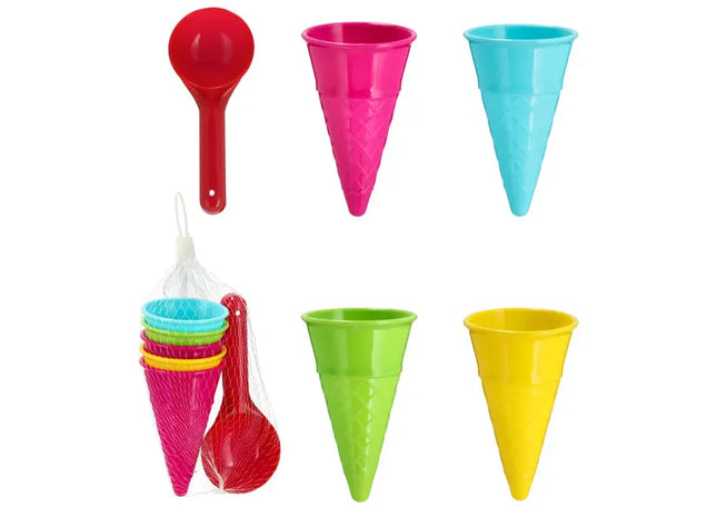Sandspielzeug-Set Eistüte, 6-teilig, Höhe ca. 11 cm TK Gruppe® Grosshandel 