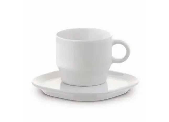 Satellite Set: Tasse mit Viereck-Untertasse, 150 ml - Schlichtes Weiß TK Gruppe® Grosshandel 