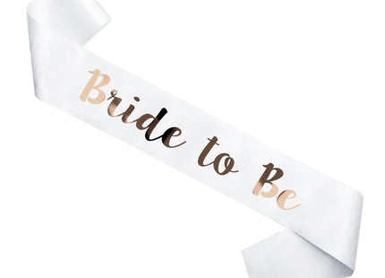 Schärpe 'Braut In Weiß' With Roségold-Schrift Für Hochzeiten & Junggesellinnenabschied TK Gruppe® Grosshandel 