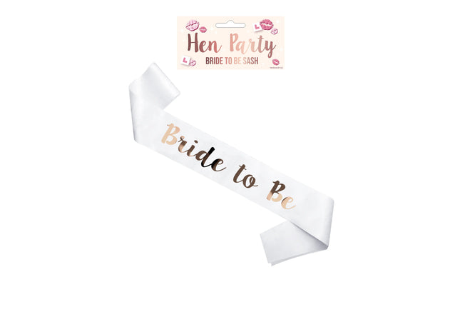 Schärpe 'Braut In Weiß' With Roségold-Schrift Für Hochzeiten & Junggesellinnenabschied TK Gruppe® Grosshandel 