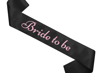 Schärpe 'Bride To Be' Schwarz mit rosa Text - Must-Have für Junggesellinnenabschiede TK Gruppe® Grosshandel 