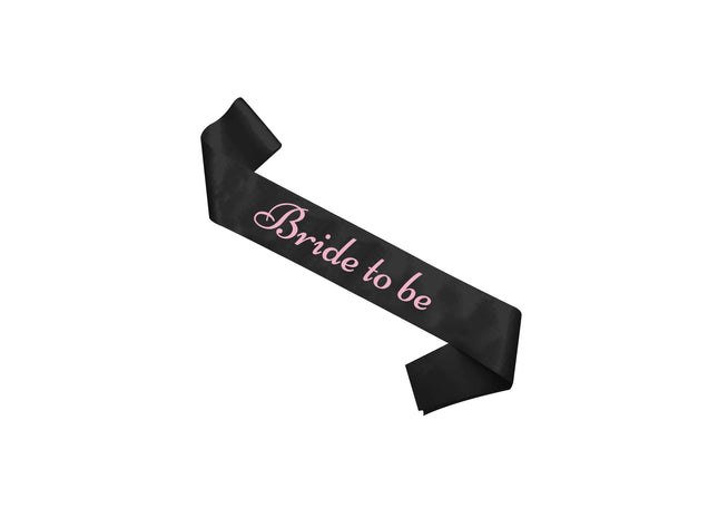 Schärpe 'Bride To Be' Schwarz mit rosa Text - Must-Have für Junggesellinnenabschiede TK Gruppe® Grosshandel 