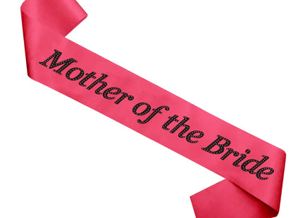 Schärpe für die Mutter der Braut in Pink mit schwarzem Text – Hochzeitsaccessoire TK Gruppe® Grosshandel 