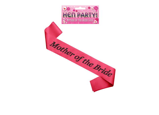 Schärpe für die Mutter der Braut in Pink mit schwarzem Text – Hochzeitsaccessoire TK Gruppe® Grosshandel 