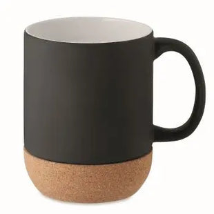 Schicker Kaffeebecher 300 ml - Matt Schwarz Kork-Design Nachhaltig und stilvoller Trinkgenuss TK Gruppe® Grosshandel 