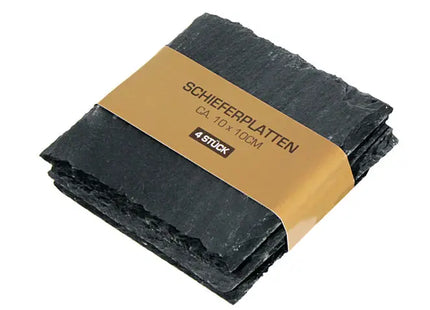 Schiefer Glasuntersetzer, 4er Set, Ca. 10x10 cm - Eleganter Oberflächenschutz TK Gruppe® Grosshandel 