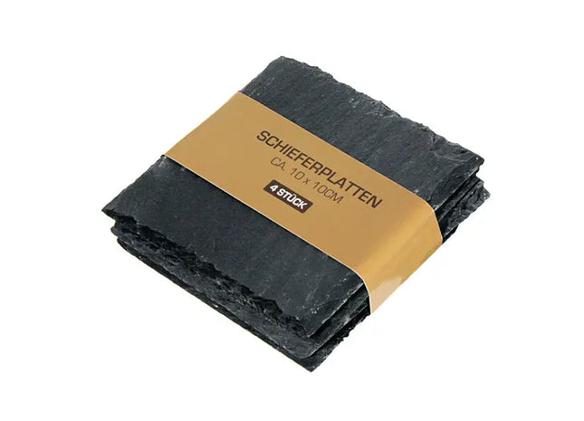 Schiefer Glasuntersetzer, 4er Set, Ca. 10x10 cm - Eleganter Oberflächenschutz TK Gruppe® Grosshandel 