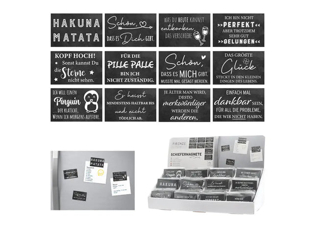 Schiefermagnete mit Sprüchen, 12er-Set – Dekorativ & Inspirierend TK Gruppe® Grosshandel 