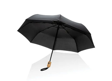 Schwarzer 21 Zoll Bambus Mini-Regenschirm mit Auto-Öffnung/Schließung TK Gruppe® Grosshandel 