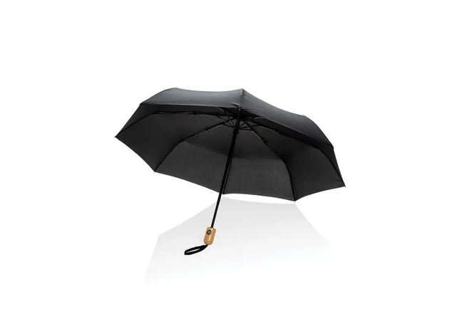 Schwarzer 21 Zoll Bambus Mini-Regenschirm mit Auto-Öffnung/Schließung TK Gruppe® Grosshandel 