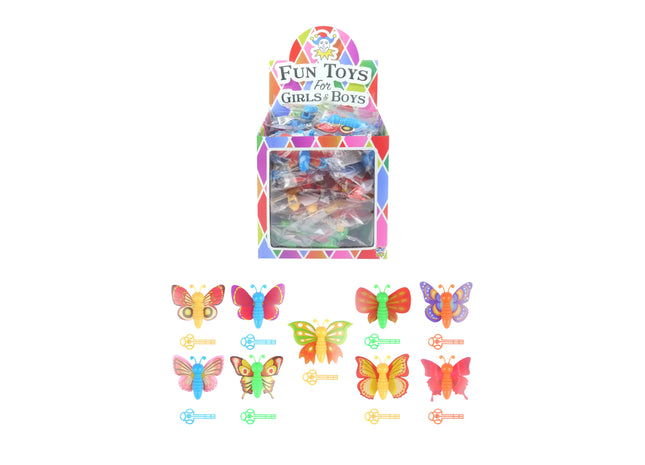 Schlüssel-Aufziehvogel Schmetterling, 6 cm, 9 verschiedene Farben, Spielzeug für Kinder TK Gruppe® Grosshandel 