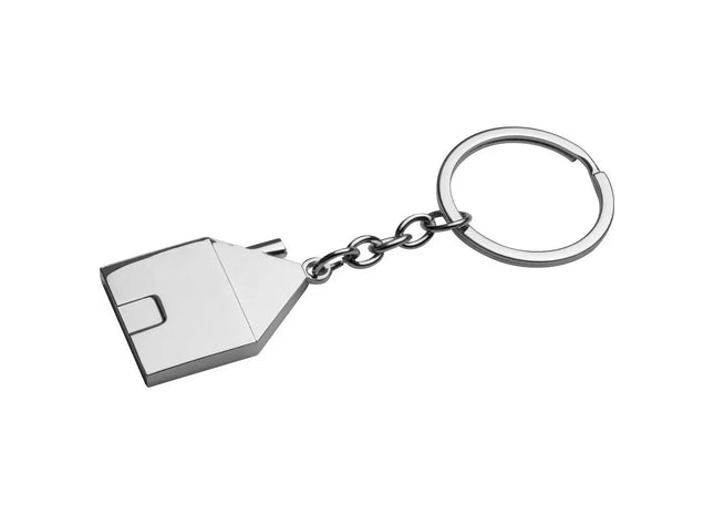 Schlüsselanhänger in Hausform - Metallisch Silbergrau, Robust TK Gruppe® Grosshandel 